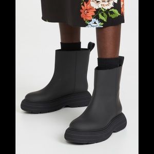 GIABORGHINI Women's Black Marte Rubber Ankle Boots, size 39EU/ 6.5 US